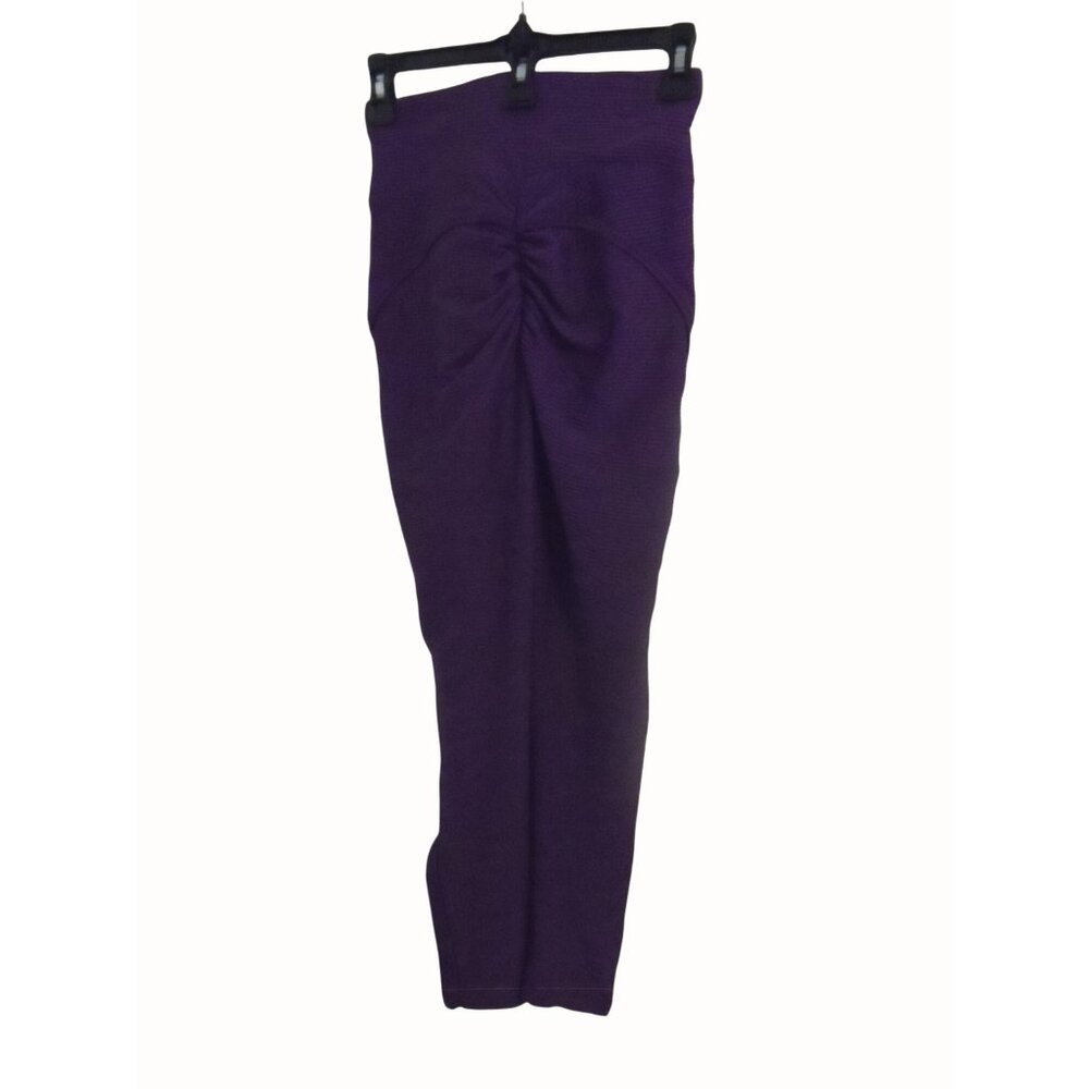 Purple High-Waisted Rutched Leggings Womens Size S - Picture 2 of 6